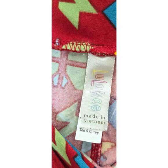 Lularoe Leggings Womens Plus Size TC Tall and Curvy Aztec Southwestern Red Pants - Picture 4 of 4